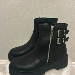 Guess Ankle Buckle Moto Platform Boots